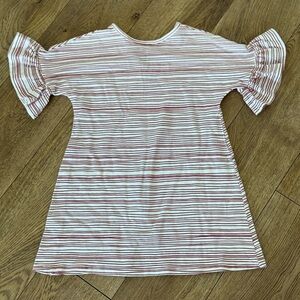 Kids Alice + Ames Red and White Striped Ruffle Sleeve Dress